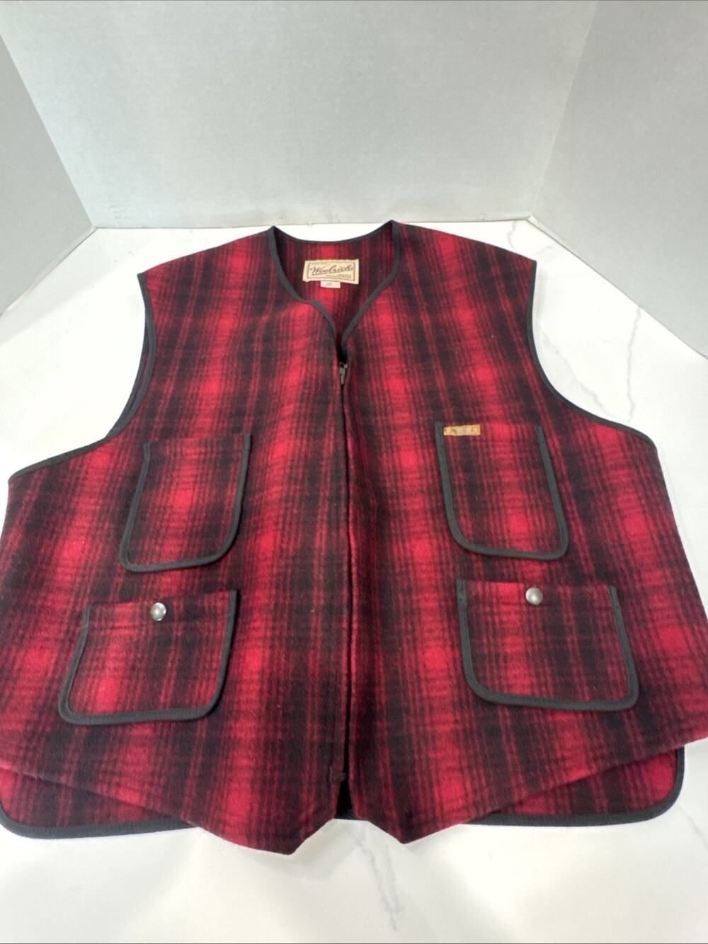 Vintage Woolrich Red Flannel Wool Vest 2XL